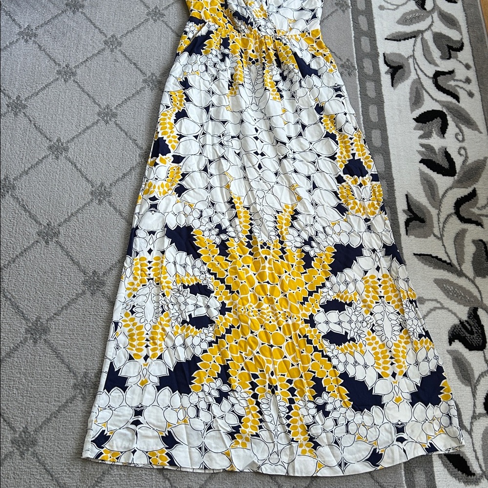 GAP Yellow and Blue Floral Lined Maxi Dress RN 54023 - Picture 3 of 12